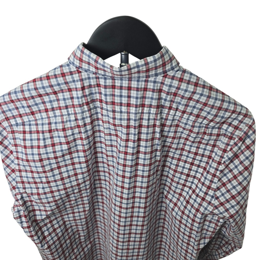 Faconnable Button Down Shirt Mens S Red White Plaid Contemporary Long Sleeve - Picture 6 of 14